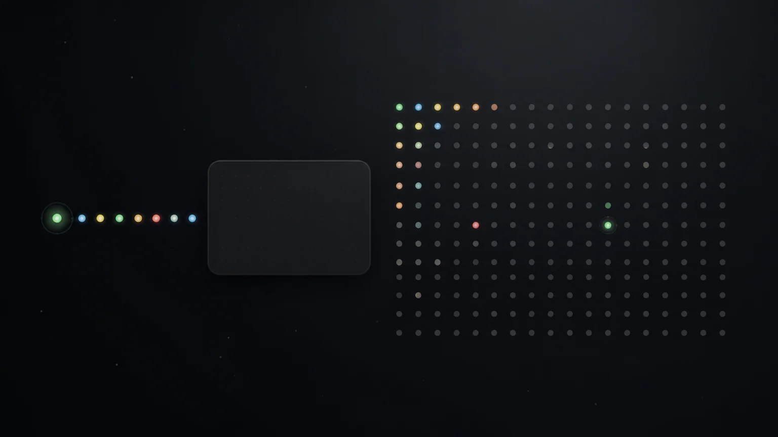 A sparse black 365-dot field uses a few restrained mood colors beside one short journal line